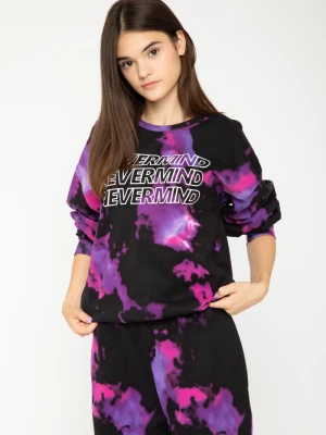 Bluza dziewczęca dresowa z nadrukiem tie dye i napisem Reporter
