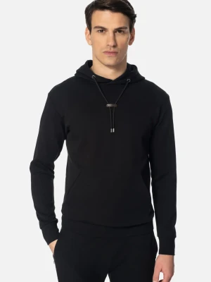 BLUZA HONDO Z OKRĄGŁYM DEKOLTEM CZARNA Z BAWEŁNY TYPU JERSEY Recman