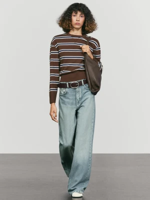 Bluza Interlock W Paski - Brązowy - Massimo Dutti - Female
