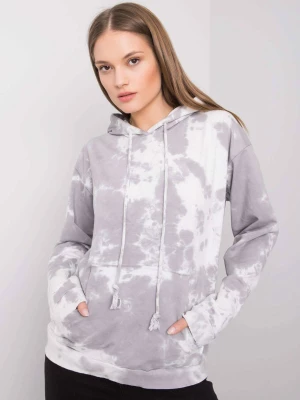 Bluza kangurka szary casual dekolt okrągły rękaw długi Rue paris