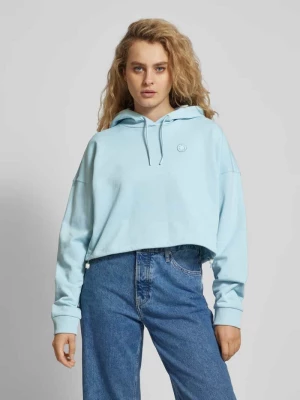 Bluza krótka o kroju oversized z kapturem i detalem z logo model ‘Dilvie’ Hugo Blue