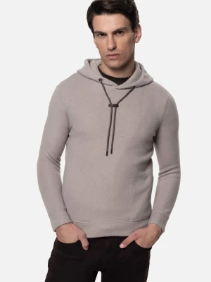 BLUZA LALIN Z OKRĄGŁYM DEKOLTEM BEŻOWA Z WEŁNĄ Recman