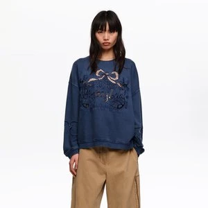 Bluza maxi logo haft angielski niebieska efekt sprania BIMBA Y LOLA