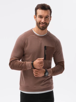 Bluza męska z reglanowym rękawem - brązowa V3 OM-SSNZ-0122
 -                                    L