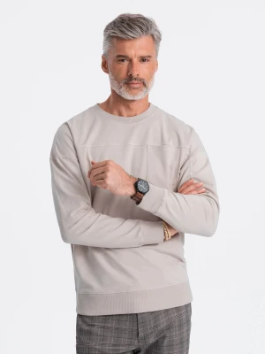 Bluza męska bez kaptura z kieszonką - jasnoszara V2 - Rozmiar: XL Ombre Clothing szary