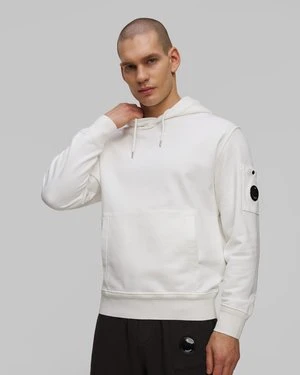 Bluza Męska C.p. Company Cotton Diagonal Fleece Resist Dyed Hooded Lens Biała CP Company