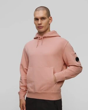 Bluza Męska C.p. Company Cotton Diagonal Fleece Resist Dyed Hooded Lens Różowa CP Company