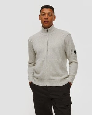 Bluza Męska C.p. Company Lambswool Grs Full Zip Sweater Biało-szara CP Company