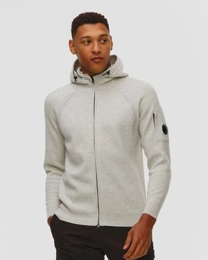 Bluza Męska C.p. Company Lambswool Grs Hooded Full Zip Sweater Biało-szara CP Company