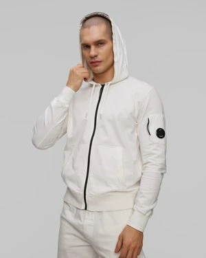 Bluza Męska C.p. Company Light Fleece Full Zip Hooded Sweatshirt Biała CP Company