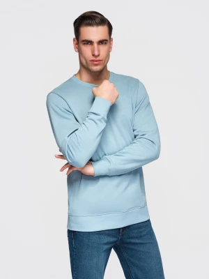 Bluza męska dresowa BASIC z okrągłym dekoltem OM-SSBN-0271 - Rozmiar: L Ombre Clothing niebieski