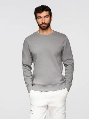 Bluza męska dresowa BASIC z okrągłym dekoltem OM-SSBN-0271 - Rozmiar: M Ombre Clothing szary