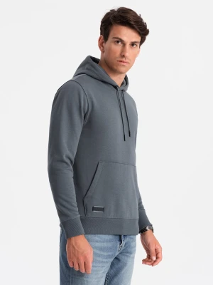 Zdjęcie produktu Bluza męska dresowa kangurka z kapturem BASIC – grafitowa V11 - Rozmiar: XXL Ombre Clothing grafitowy