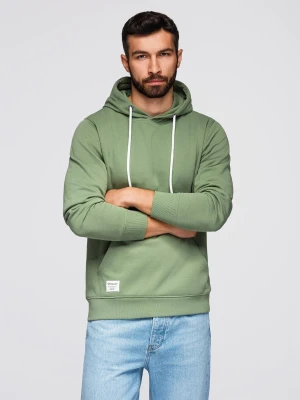 Bluza męska dresowa kangurka z kapturem - zielona V3 - Rozmiar: L Ombre Clothing