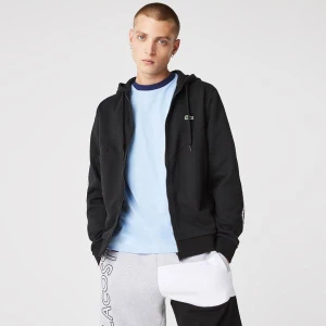Lacoste Męska bluza polarowa z kapturem, w bloki kolorystyczne na zamek błyskawiczny