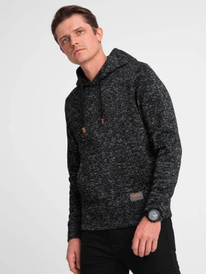 Bluza męska nierozpinana kangurka z kapturem - grafitowy melanż V2 - Rozmiar: M Ombre Clothing