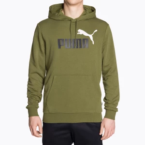 Bluza męska PUMA Essentials+ Two-Tone Big Logo Hoodie TR olive green