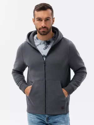 Bluza męska rozpinana hoodie z nadrukami - grafitowa V1 B1423
 -                                    XXL