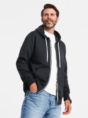 Bluza męska rozpinana z kapturem BASIC - czarna V1 - Rozmiar: S Ombre Clothing