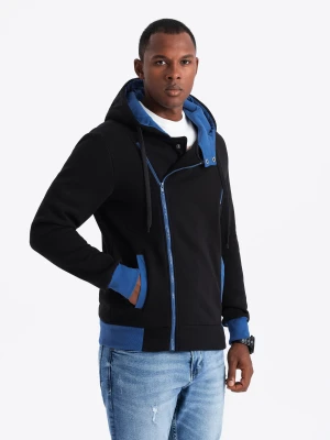Zdjęcie produktu Bluza męska rozpinana z kapturem - czarna - Rozmiar: S Ombre Clothing