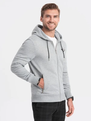 Zdjęcie produktu Bluza męska rozpinana z kapturem - szary melanż V2 - Rozmiar: L Ombre Clothing