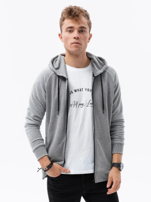 Zdjęcie produktu Bluza męska rozpinana z kapturem - szary melanż V3 B1083
 -                                    S Ombre
