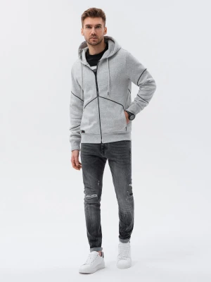 Bluza męska rozpinana z kapturem - szary melanż V5 Ombre Clothing