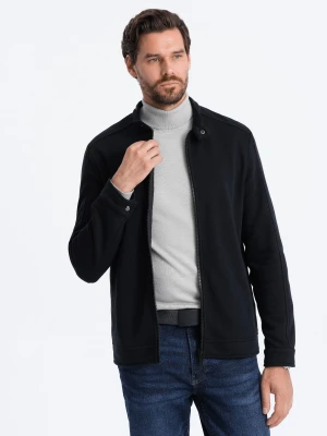 Bluza męska rozpinana ze stójką - czarna V5 - Rozmiar: M Ombre Clothing