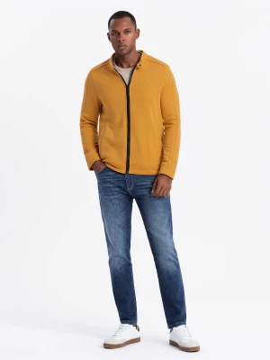 Bluza męska rozpinana ze stójką - żółta V4 Ombre Clothing