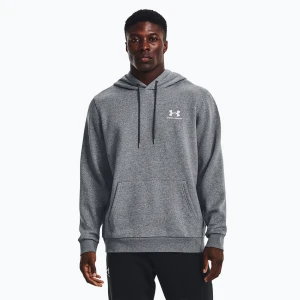 Bluza męska Under Armour Essential Fleece Hoodie pitch gray medium heather / white Szary