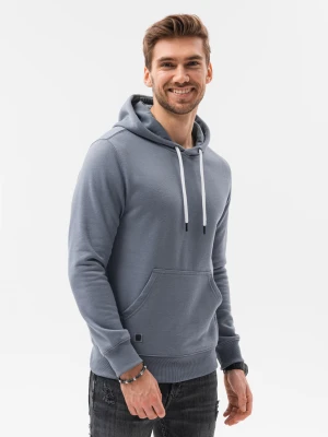 Bluza męska z kapturem BASIC - jeansowa V15 - Rozmiar: XXL Ombre Clothing