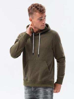 Bluza męska z kapturem BASIC - oliwkowa V13 OM-SSBN-0120
 -                                    XXL Ombre