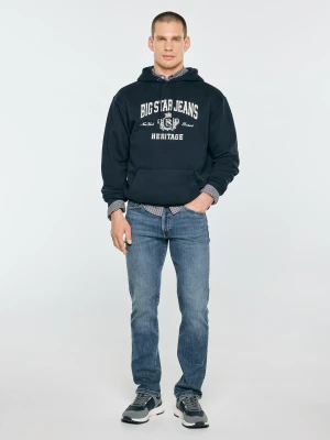 bluza męska z kapturem i logo big star granatowa noel 403