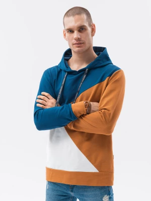 Bluza męska z kapturem - ruda/niebieska B1050
 -                                    XL
