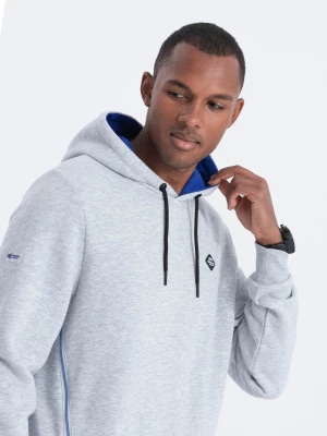Bluza męska z kapturem z kieszenią na zamek - szary melanż V5 OM-SSNZ-22FW-006
 -                                    S Ombre