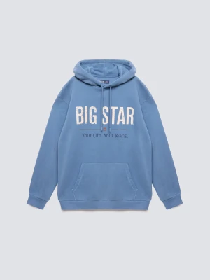 Bluza męska z kapturem z logo BIG STAR niebieska Ashlyno 402