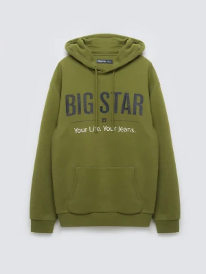 Bluza męska z kapturem z logo BIG STAR zielona Ashlyno 301