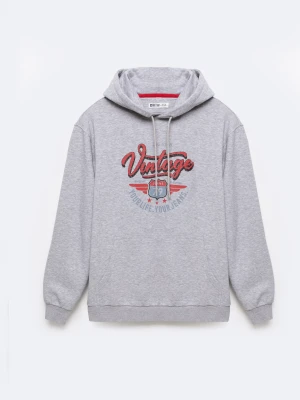 Bluza męska z kapturem z nadrukiem szara Luka 901 BIG STAR