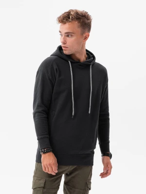 Bluza męska z kapturem ze strukturalnego materiału - czarna V1 Ombre Clothing