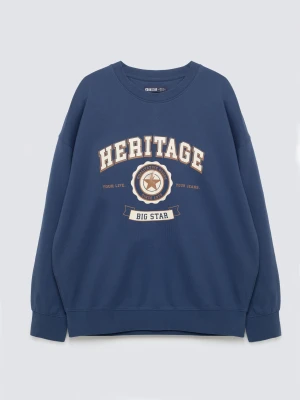 Bluza męska oversize z nadrukiem niebieska Leonar 402 BIG STAR