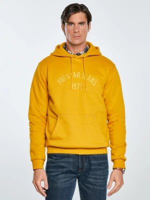 Bluza męska z haftem z kapturem żółta Aslan 203 BIG STAR