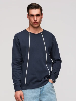 Bluza męska z ozdobnymi zamkami z przodu – granatowa V2 Ombre Clothing