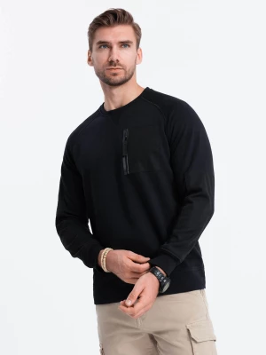 Bluza męska z reglanowym rękawem - czarna V6 OM-SSNZ-0122
 -                                    XL