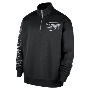 Bluza męska z zamkiem 1/2 Nike NBA San Antonio Spurs Courtside - Czerń