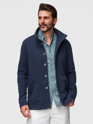 Bluza męska zapinana na guziki ze stójką – granatowa V4 - Rozmiar: S Ombre Clothing