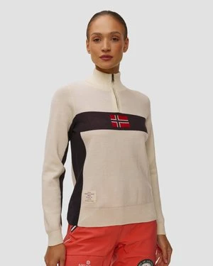 Bluza Midlayer Damska Amundsen 5mila Half-zip Sweater Beżowa Amundsen Sports