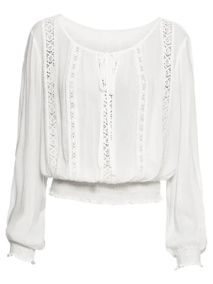 Bluza nakładana przez głowę z miękkiej wiskozy BonPrix biały