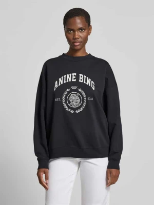 Bluza o kroju oversized fit z nadrukiem z logo Anine Bing Czarny