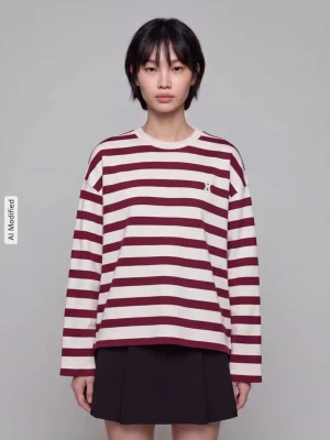 Bluza o kroju oversized z czystej bawełny model 'FRANKAA' ARMEDANGELS Bordowy