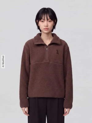 Bluza o kroju oversized z czystej bawełny model 'HAARLEENAA' ARMEDANGELS Ciemnobrązowy